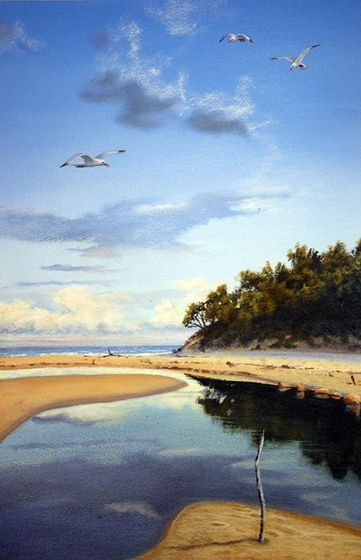 Stumers Creek Flight, acrylic on Arches paper, by James Ainslie