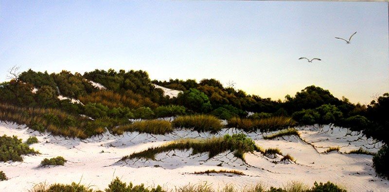 Morning Dune Flight, acrylic on linen, by James Ainslie