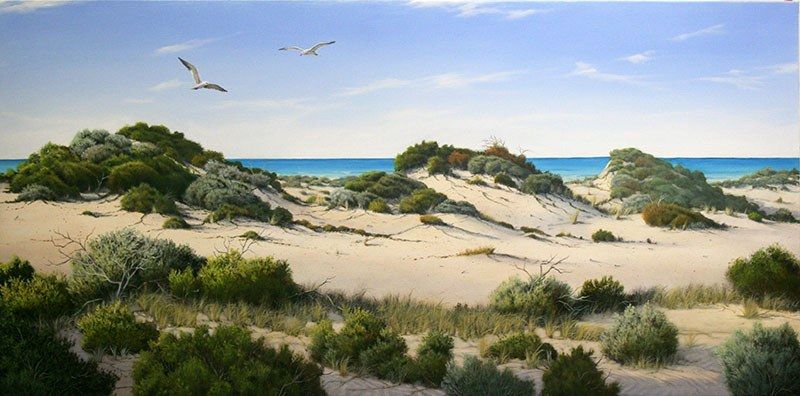 Across The Dunes 2, acrylic on linen, by James Ainslie